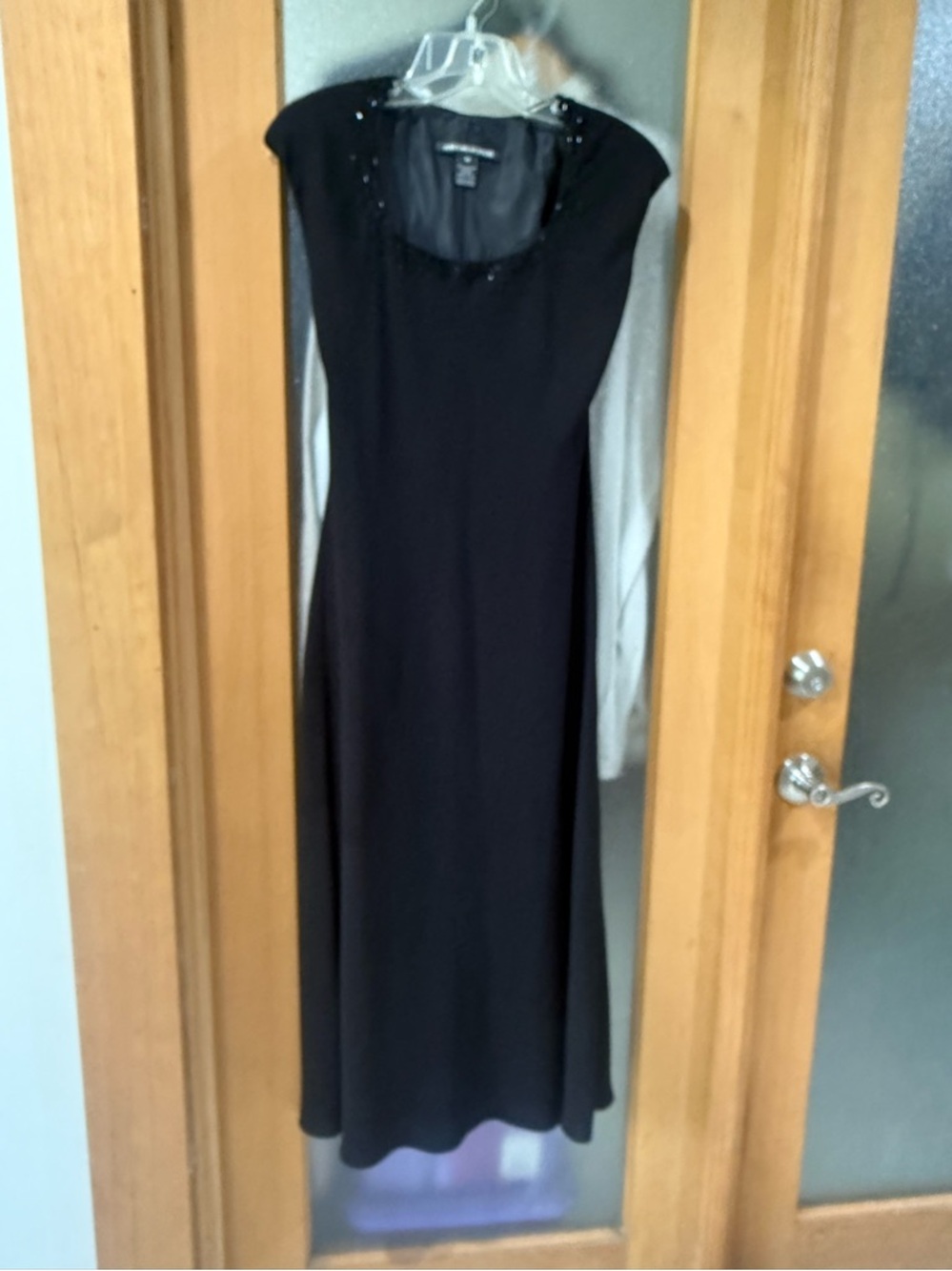 Jones Wear Dress - Black Embellished Neckline Sleeveless Dress - Size 10